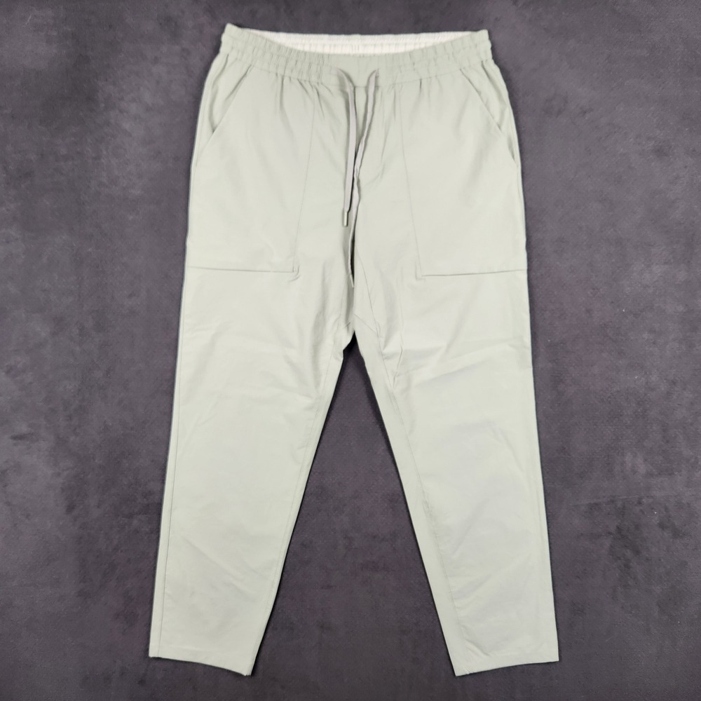 Lululemon Bowline Pant Mens XL 34x30 Sage Green Stretch Ripstop Elastic Waist